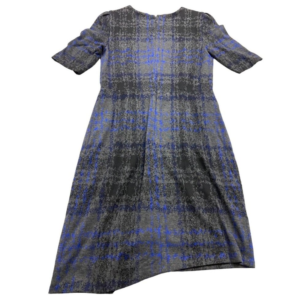 Betsy Johnson Asymmetrical Plaid Dress Size 10 Short Sleeve Blue - Picture 2 of 7